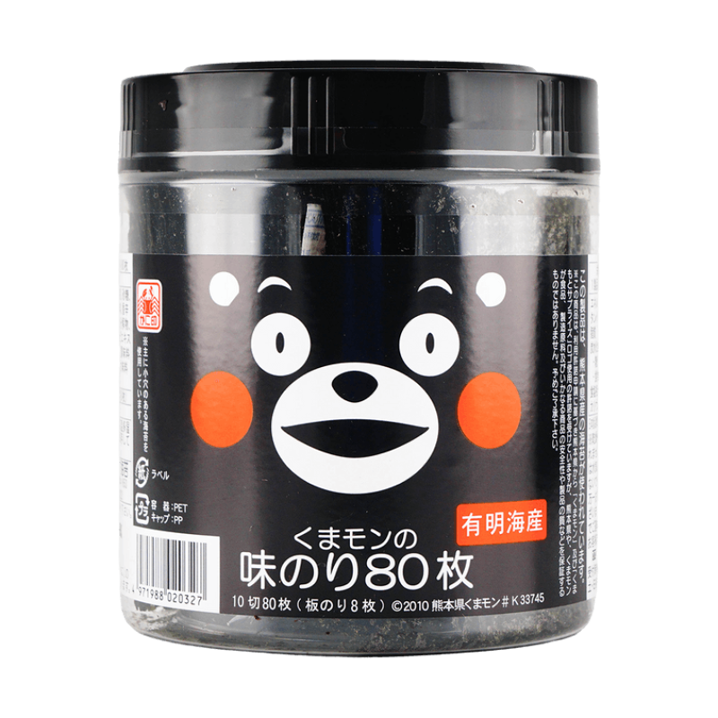 【自营】日本木村 海苔 熊本熊 盐味海苔 80枚 即食海苔儿童零食