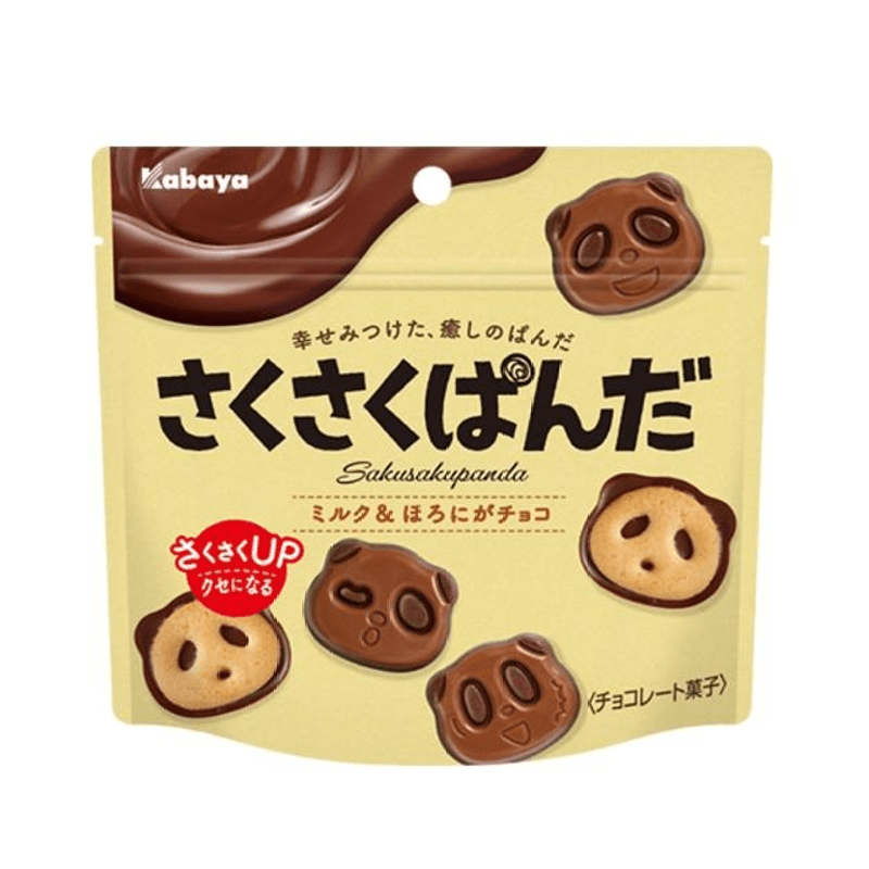 【自营】日本KABAYA卡巴也 熊猫头可爱造型 巧克力饼干 47g 点心饼干零食休闲食品