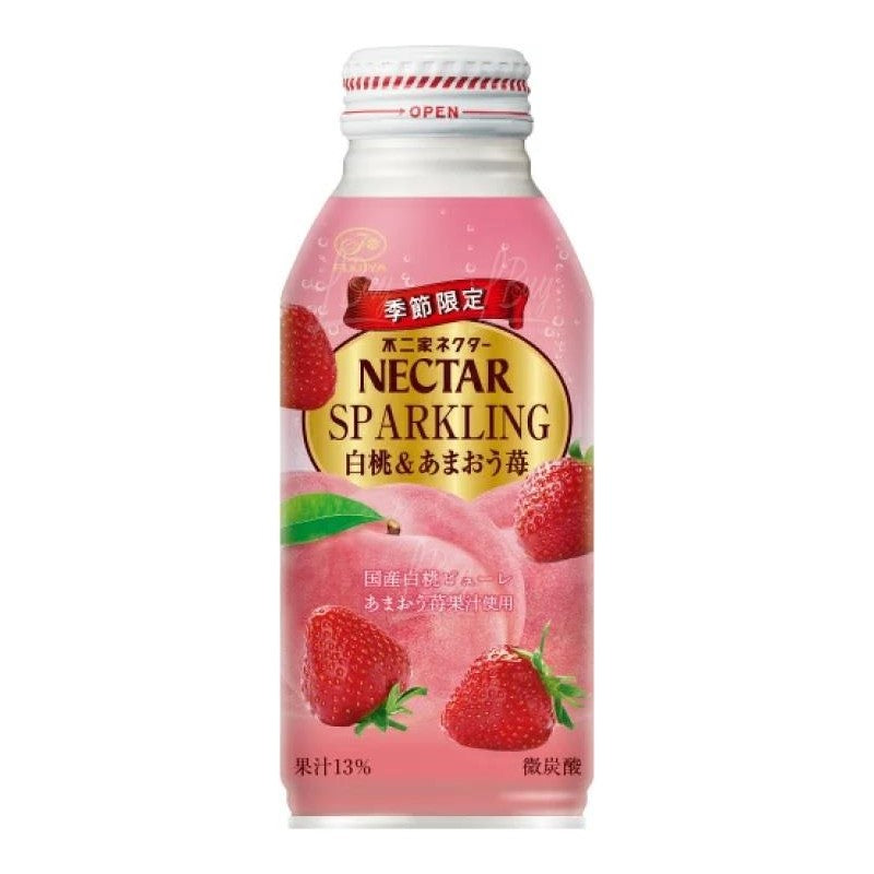 【自营】日本FUJIYA不二家 NECTAR 季节限定版 白桃草莓味汽水 380ml 夏日解暑饮料