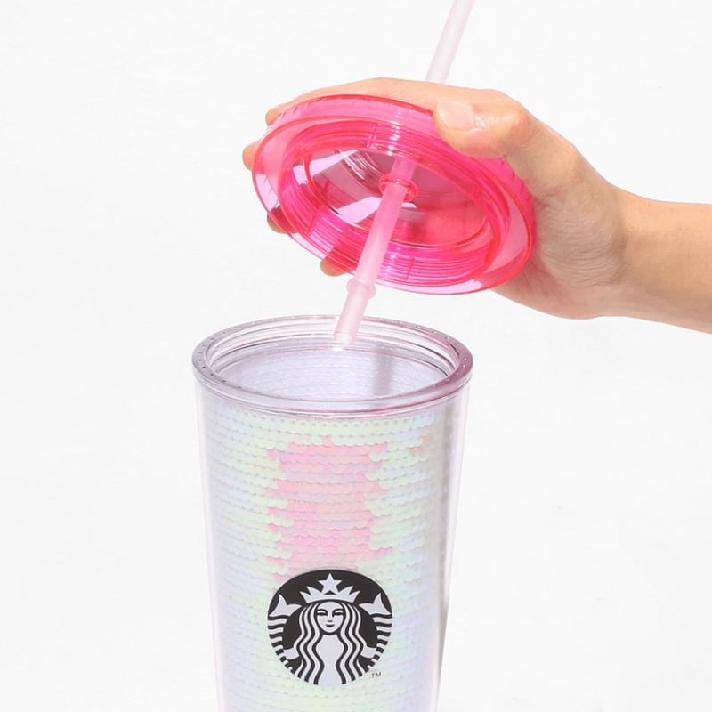 【自营】日本Starbucks星巴克 2024樱花限定系列 亮晶晶闪片冷饮杯子 651ml 随行杯 大容量喝水杯子吸管杯
