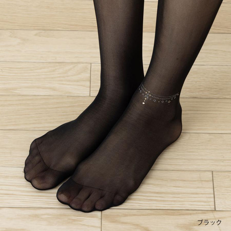 【自营】日本厚木ATSUGI 金属丝脚链长筒袜连裤丝袜 黑色(480) L~LL 臀围90-103 身高155cm-170cm