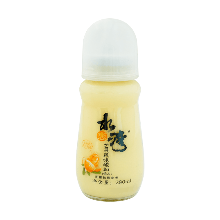 【自营】中国水恋湾 风味酸奶 芒果味 280ml 果味饮品玻璃瓶奶嘴式营养奶酸