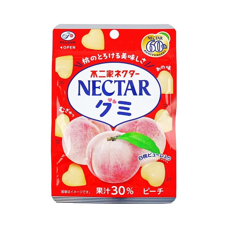 【自营】日本FUJIYA不二家 NECTAR果汁心形软糖 桃子味 48g QQ糖果儿童软糖零食