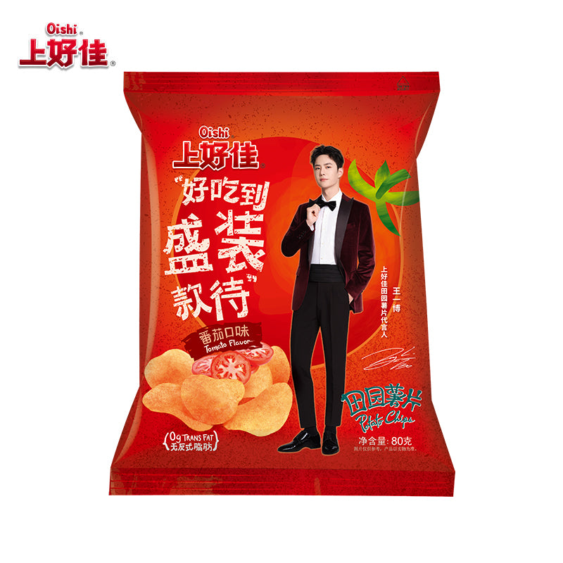 【自营】中国OISHI上好佳 田园薯片 番茄味 80g 网红零食