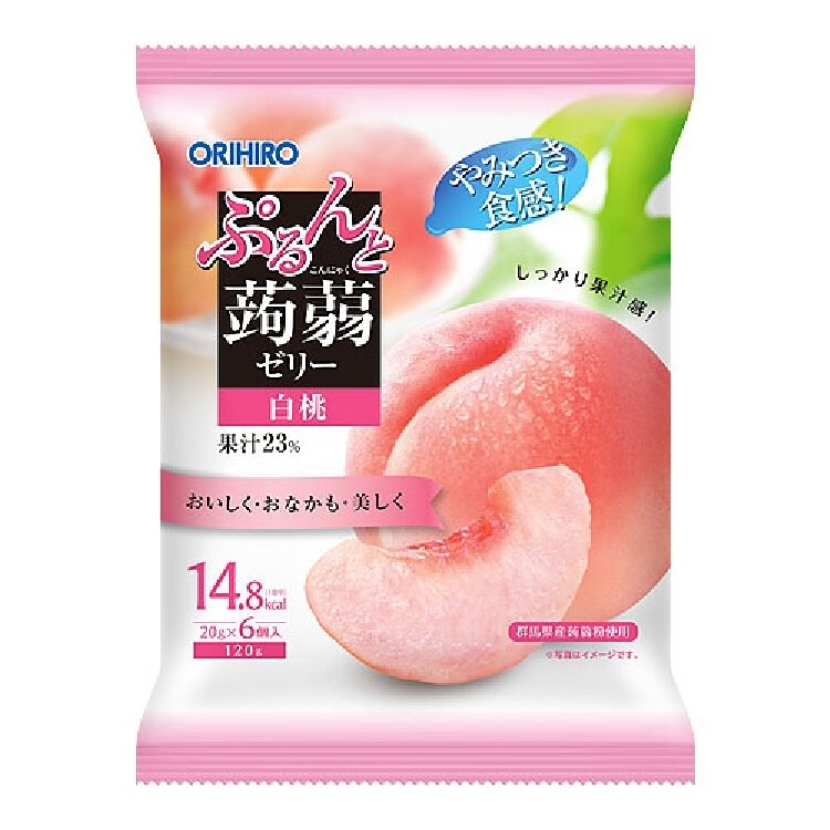 【自营】日本ORIHIRO立喜乐 低卡蒟蒻果汁果冻 6枚装 即食方便 水蜜桃味