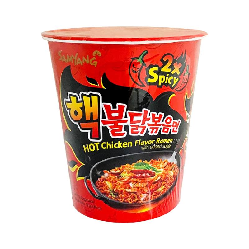 【自营】韩国SAMYANG三养 双倍辣鸡肉味拌面 桶装 70g 拉面拌面方便面速食泡面