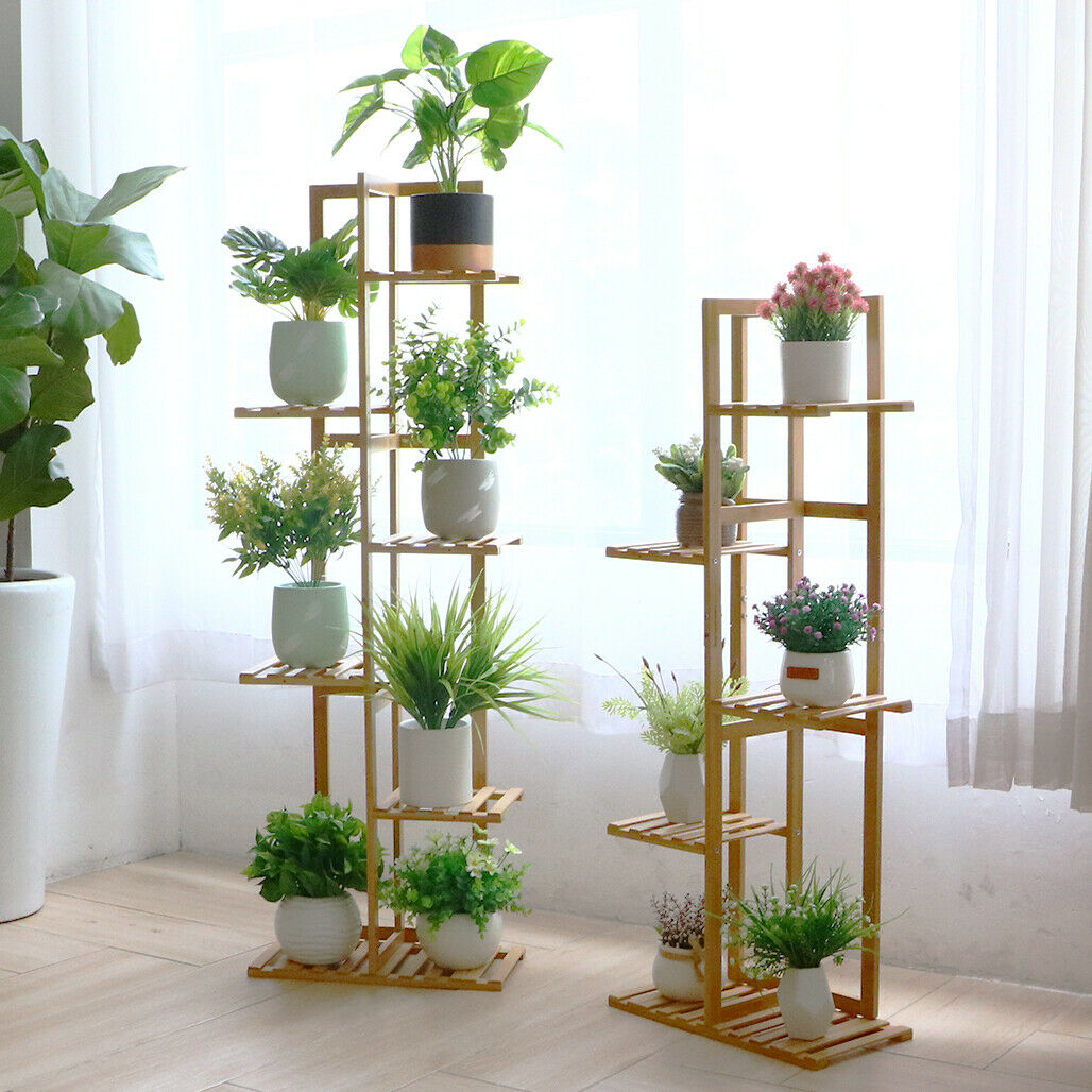 warehouse indoor plants US Warehouse] Bamboo-made 5/6-layer plant stand, flower pot stand, indoor  and outdoor flower pot display stand unit – Beauty Corner