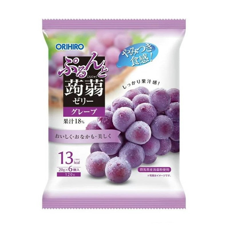 【自营】日本ORIHIRO立喜乐 低卡蒟蒻果汁果冻 6枚装 即食方便 黑葡萄味