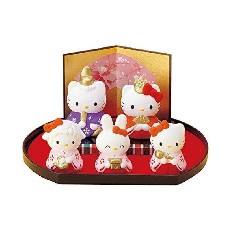 【自营】日本Sanrio三丽鸥 濑户烧 Kitty猫和风可爱陶器摆件 5件套 礼物摆件