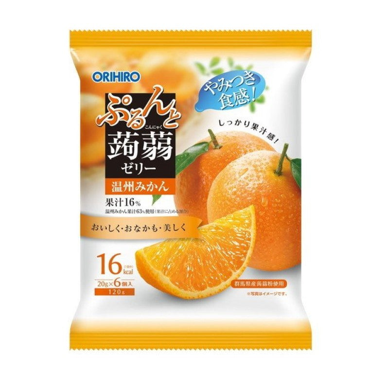 【自营】日本ORIHIRO立喜乐 低卡蒟蒻果汁果冻 6枚装 即食方便 温州蜜桔味