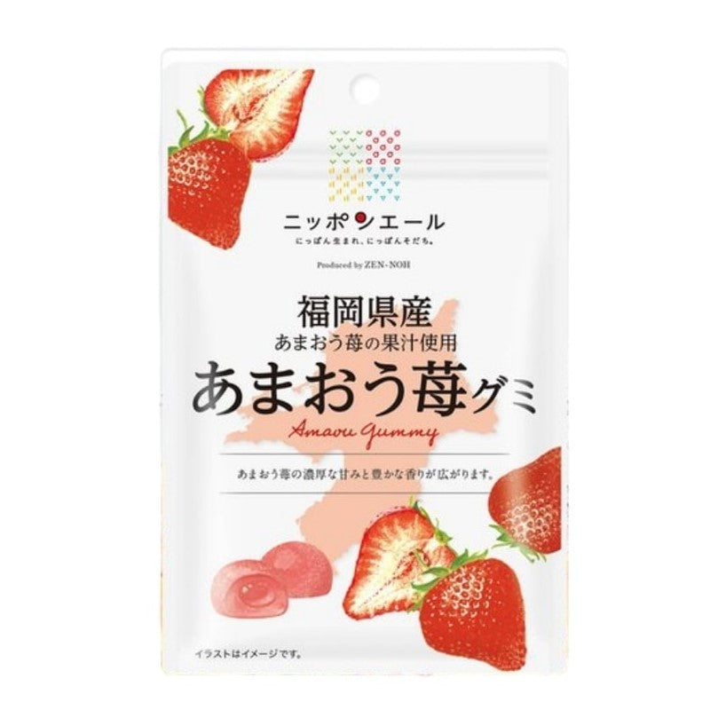 【自营】日本全国农协 各地巡回 纯天然果酱 福冈县产草莓果汁爆浆软糖 40g 橡皮糖网红儿童小零食糖果小吃