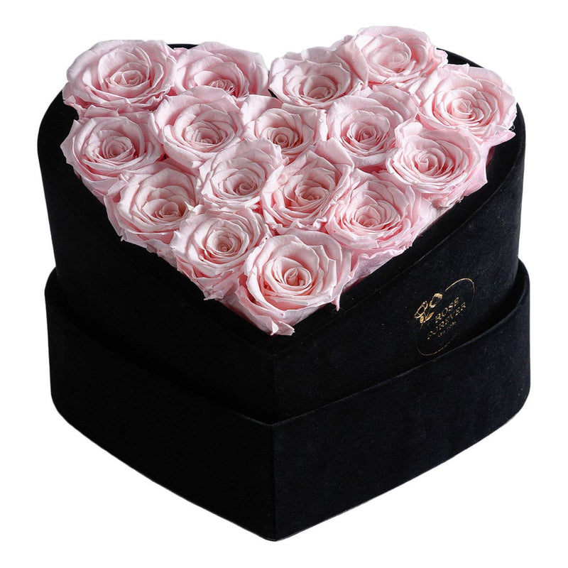 【自营】美国Rose Forever 16朵永生粉玫瑰 永生花 丝绒心形礼盒
