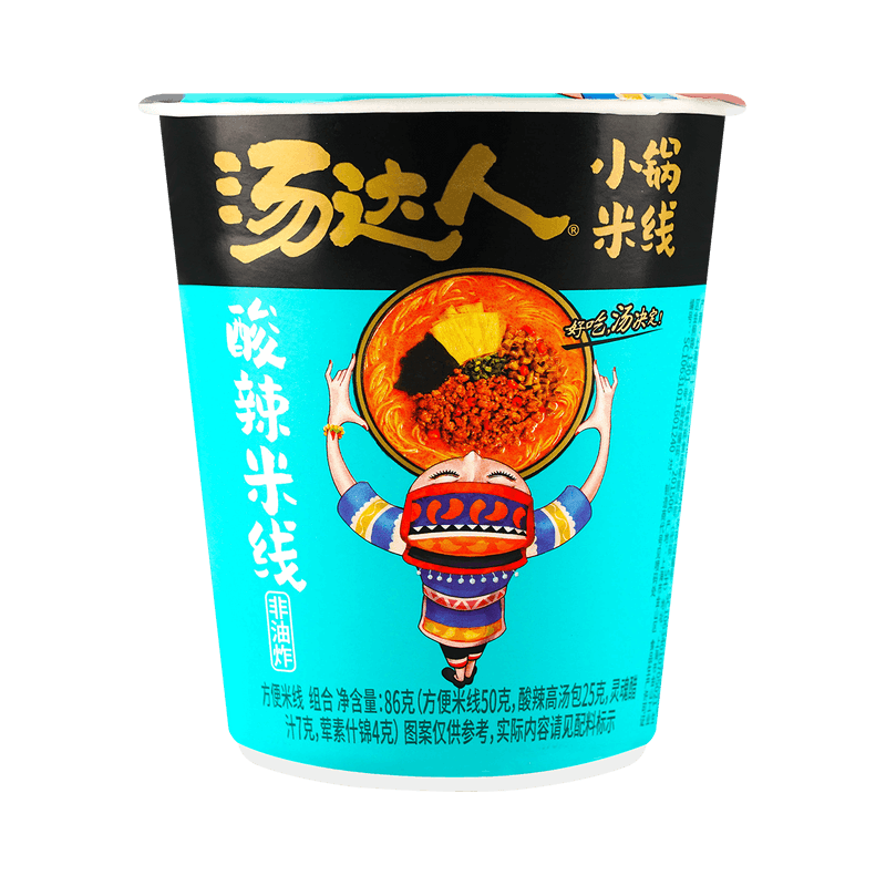 【自营】台湾UNIF统一 汤达人酸辣米线 杯装 86g 冲泡即食 骨汤速食方便粉丝 懒人速食即食方便非油炸米线网红小吃