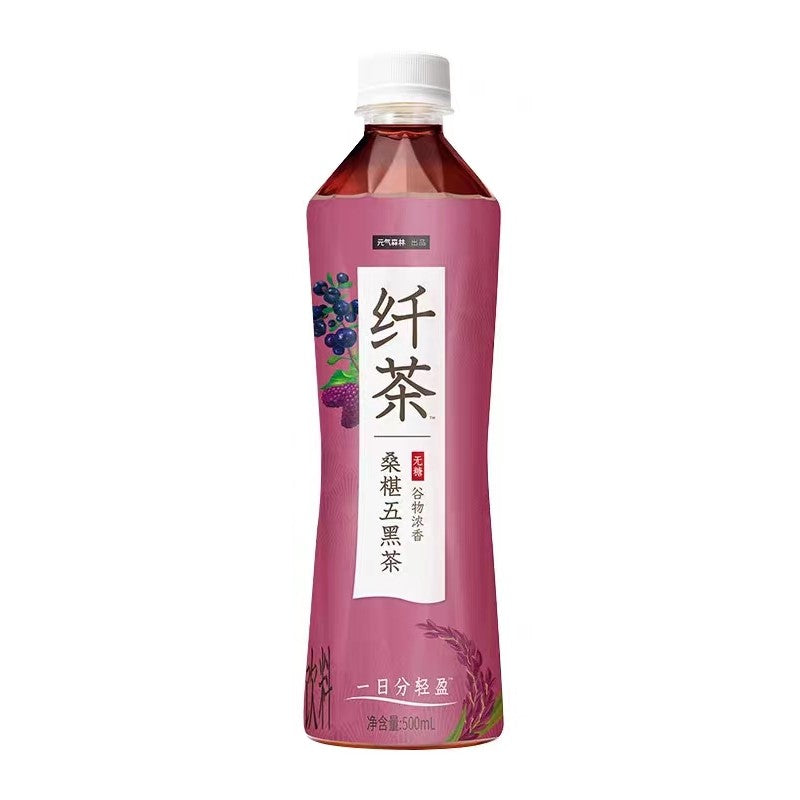 【自营】中国Genki Forest元气森林 纤茶 桑葚五黑茶饮料 500ml 纤茶饮料无糖0卡