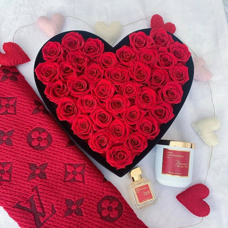 【自营】美国Rose Forever 36朵永生红玫瑰 永生花 丝绒心形礼盒