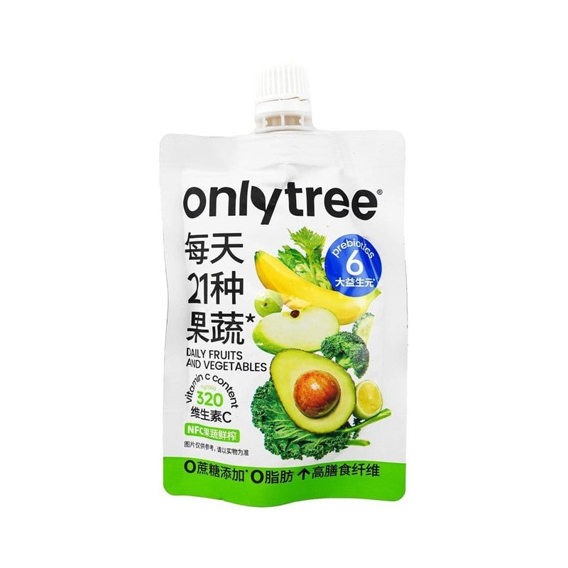 【自营】中国ONLYTREE 21种果蔬液体沙拉 0脂肪NFC果蔬汁 膳食纤维轻液断代餐 1袋 100g 超模食谱
