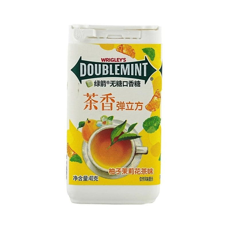 【自营】中国WRIGLEY’S DOUBLEMINT绿箭 无糖口香糖 茶香弹立方 柚子茉莉花茶味 40g 口气清新接吻清嘴含片清凉糖果零食