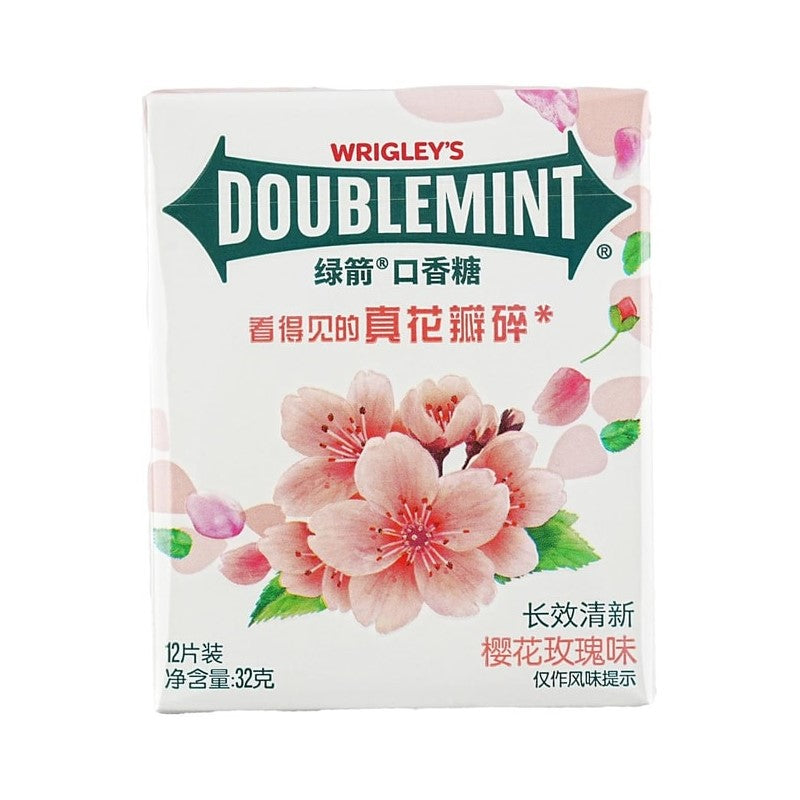 【自营】中国WRIGLEY’S DOUBLEMINT绿箭 樱花玫瑰口香糖 12片装 32g 季节限定 甜蜜花香 口气清新接吻清嘴清凉口香糖零食