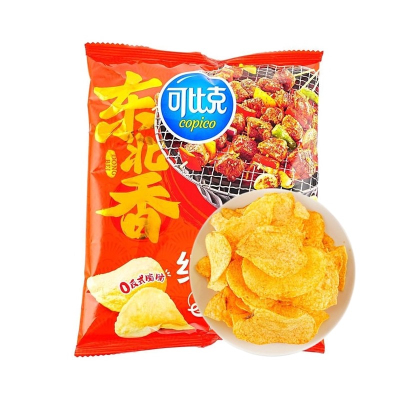 【自营】中国可比克 原切薯片 东北烧烤味 56g 地域特色风味 0反式脂肪 休闲零食膨化食品