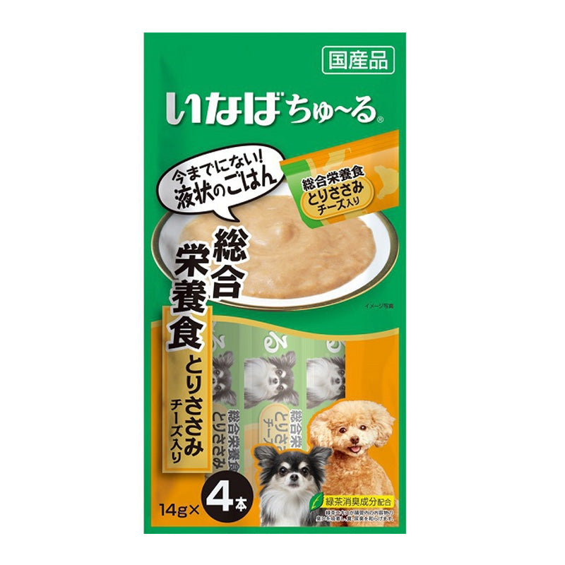 【自营】日本INABA伊纳宝 犬用狗零食 啾噜柔软肉酱 流质美味零食条 4条装 芝士奶酪口味 综合营养添加