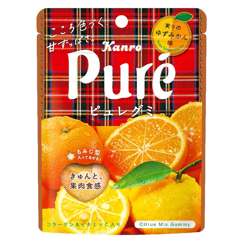 【自营】日本KANRO甘乐 Pure水果果汁软糖 爱心软糖 限定款 柚子橘子味 52g 果汁弹力软糖