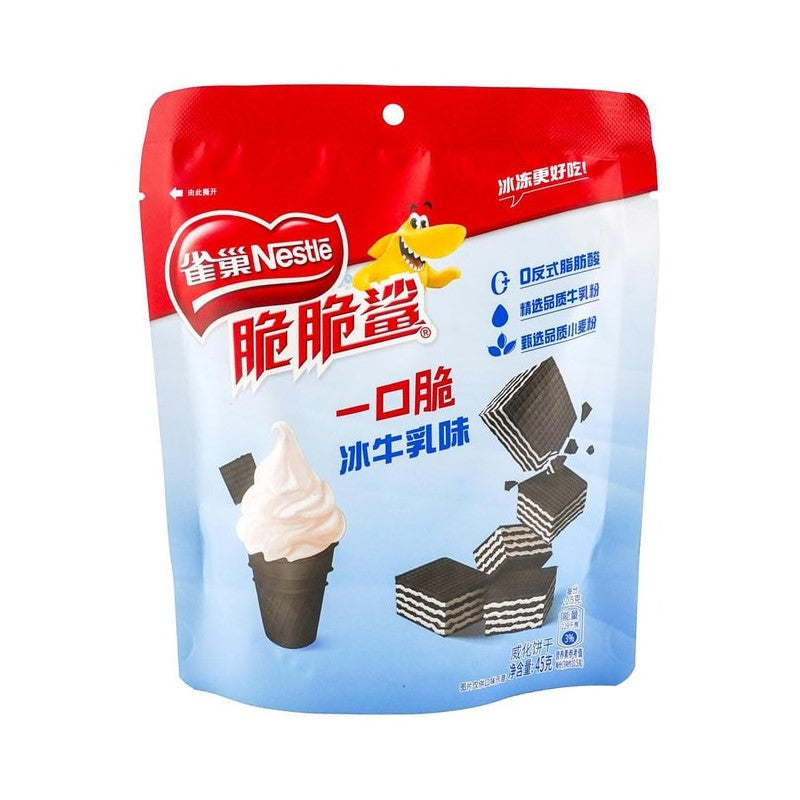 【自营】中国Nestle雀巢 脆脆鲨威化饼干 一口脆冰牛乳味 45g 浓郁香脆独立小条网红小零食