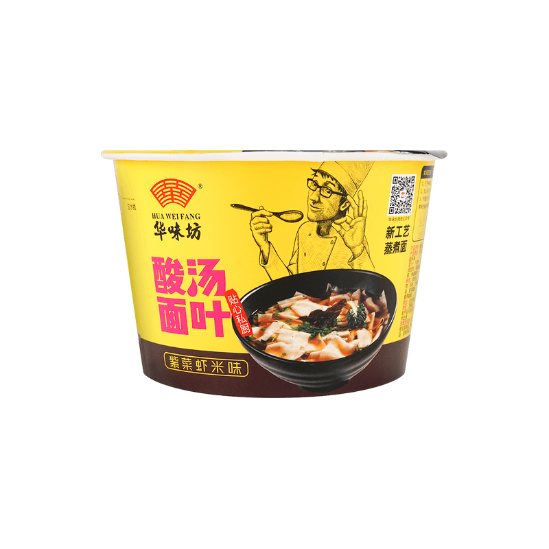 【自营】中国HUAWEIFANG华味坊 酸汤面叶 紫菜虾米味 110g 面片即食早餐速食面条宵夜