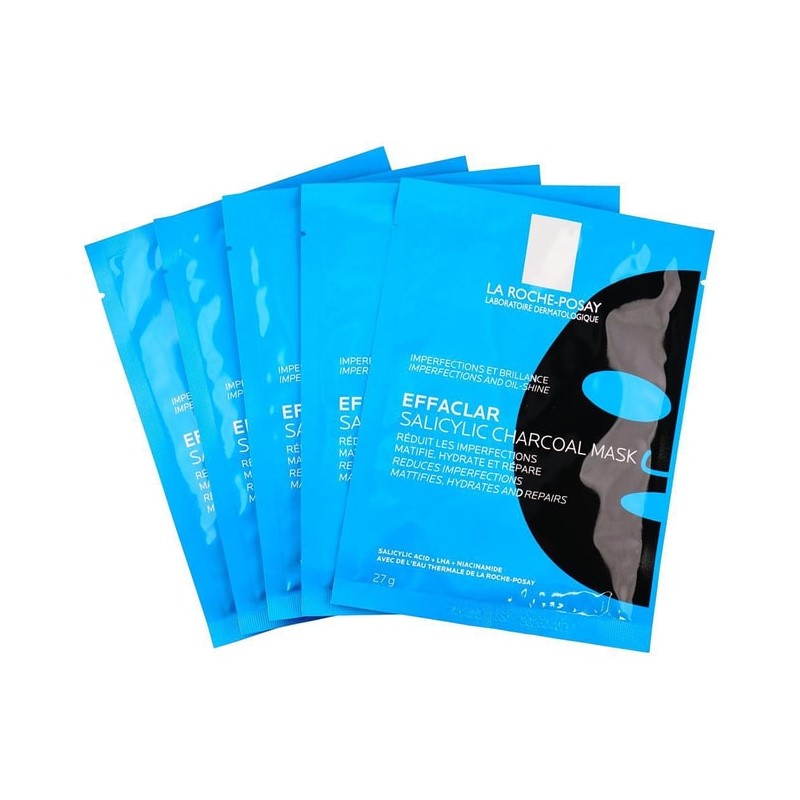 【自营】法国LA ROCHE-POSAY理肤泉 清痘净肤水杨酸修护面膜 黑膜 27g*5片入 控油净肤去角质 烟酰胺祛痘痘去黑头闭口粉刺