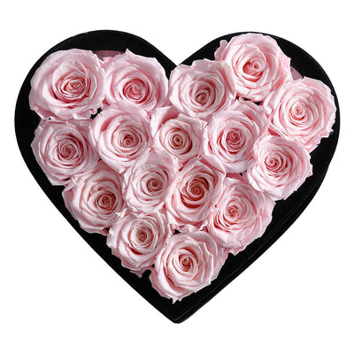 【自营】美国Rose Forever 16朵永生粉玫瑰 永生花 丝绒心形礼盒