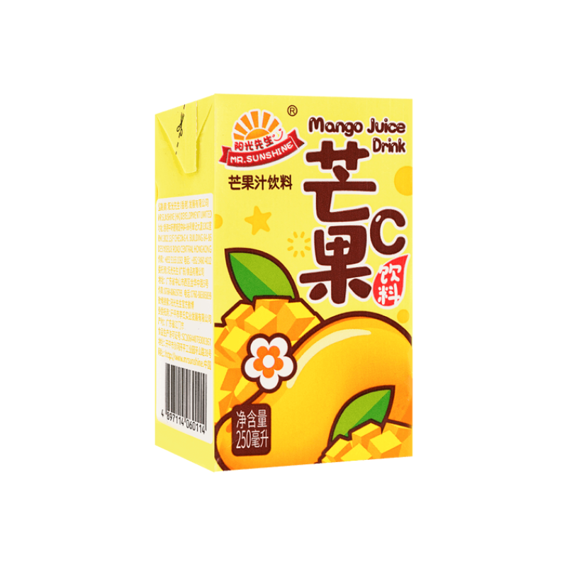 【自营】中国MR.SUNSHINE阳光先生 芒果汁饮料 250ml 网红水果果汁饮料夏天解暑好物
