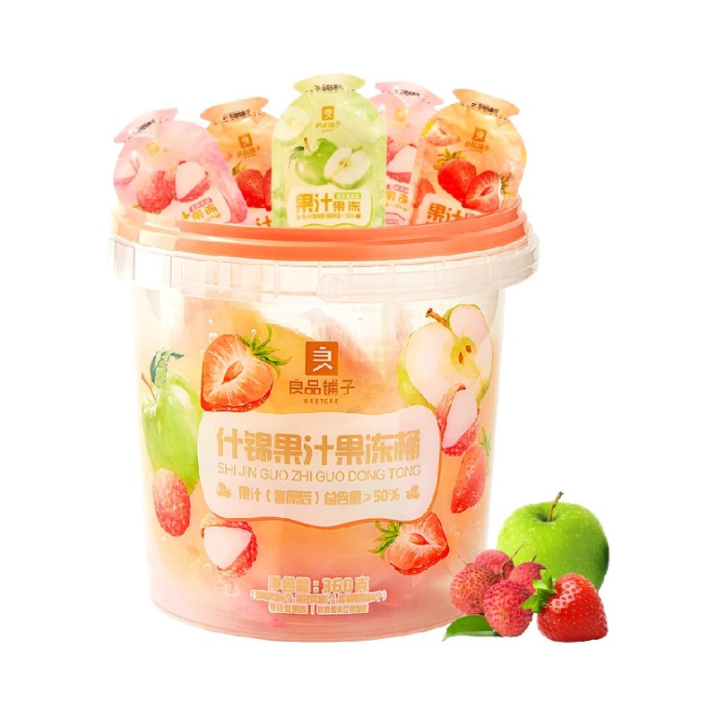 【自营】中国BESTORE良品铺子 什锦果汁果冻桶 360g 蒟蒻果汁果冻儿童零食休闲食品