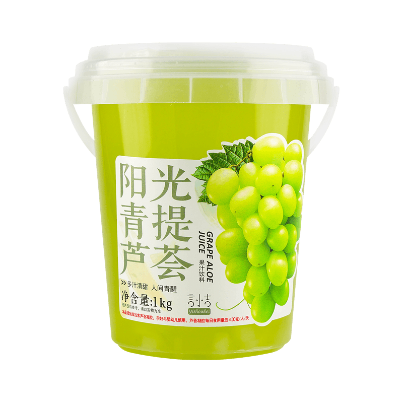 【自营】中国言小吉 一桶超有料 阳光青提芦荟果汁饮料 1kg 混合水果汁茶饮料