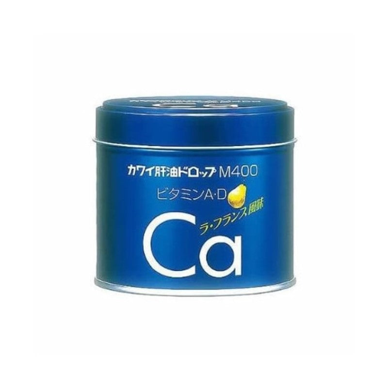 【自营】日本KAWAI梨之钙 鱼肝油丸 肝油钙丸梨鈣维A维D M400 梨味 180粒 蓝罐儿童补充维生素