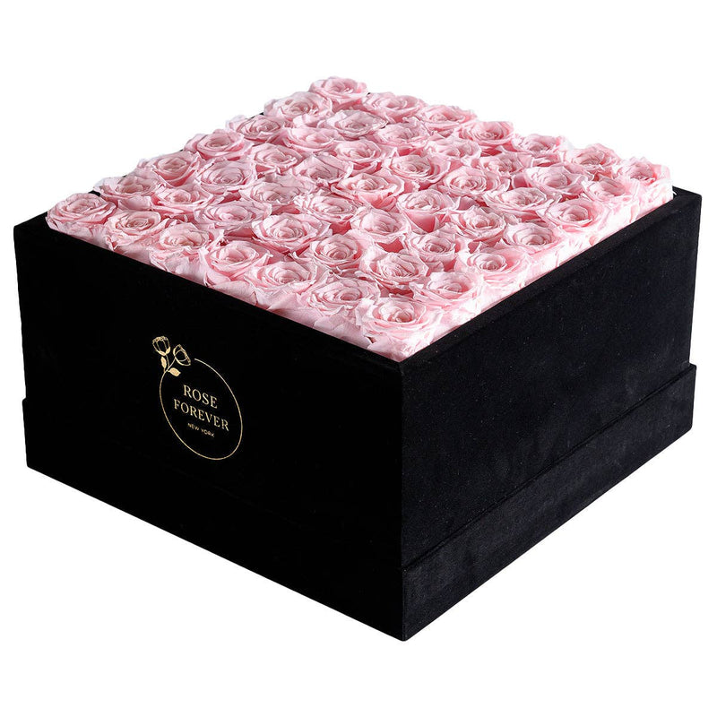 【自营】美国Rose Forever 49朵永生粉玫瑰 永生花 丝绒礼盒