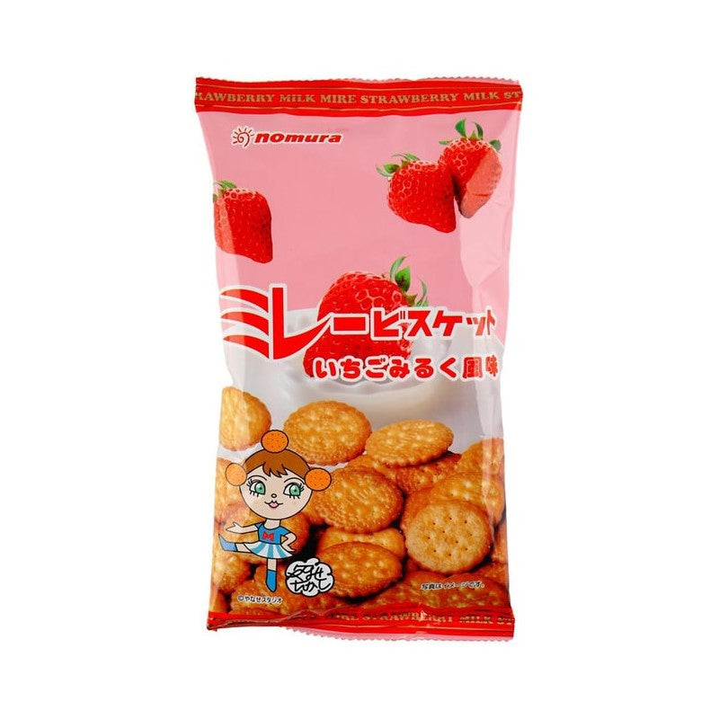 【自营】日本NOMURA野村 奶味饼干 130g 草莓牛奶味 薄脆小圆酥脆饼干