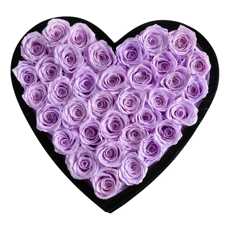 【自营】美国Rose Forever 36朵永生紫玫瑰 永生花 丝绒心形礼盒