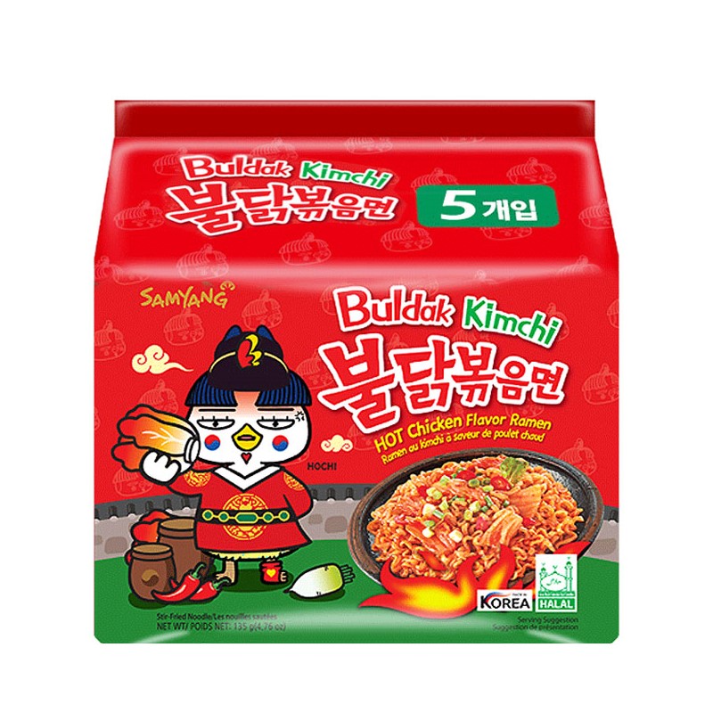 【自营】韩国SAMYANG三养 辣鸡肉泡菜味拌面 135g*5袋 拉面拌面方便面速食泡面