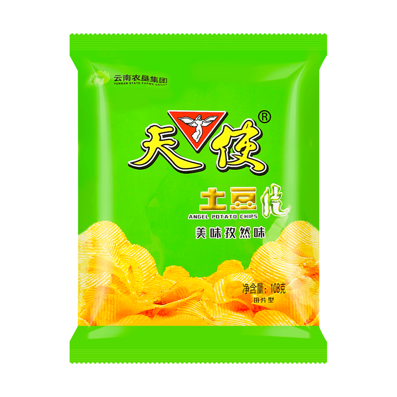 【自营】中国天使 土豆片 美味孜然味 薯片 108g 云南特色 休闲零食膨化食品