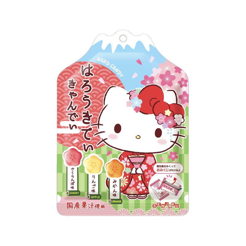 【自营】日本SENJAKU扇雀饴本铺 Hello Kitty 樱花造型三味水果糖 65g 什锦混合水果味