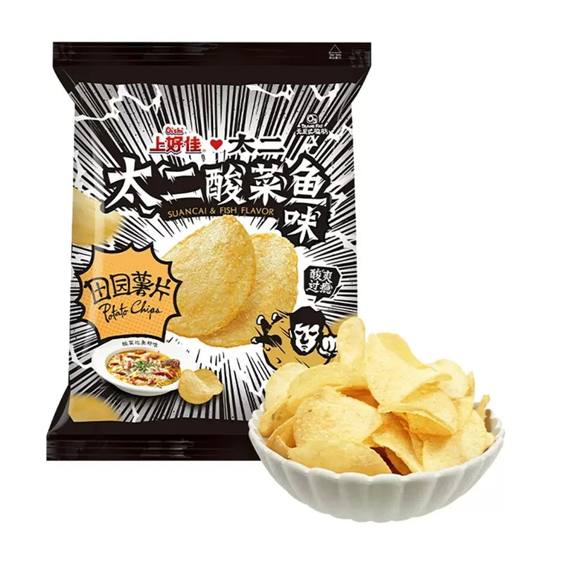 【自营】中国OISHI上好佳 田园薯片 太二酸菜鱼味 80g 网红零食