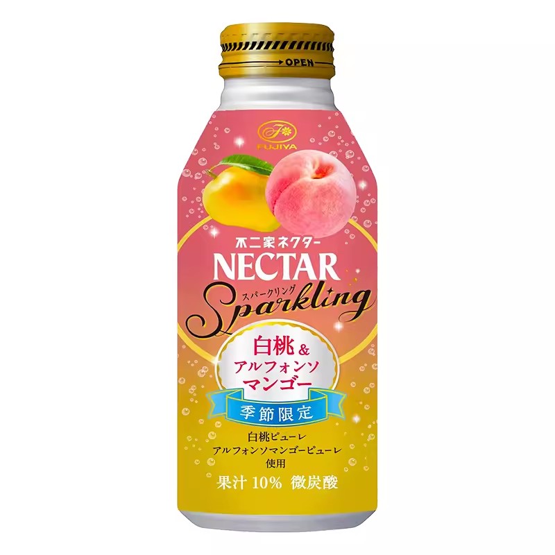 【自营】日本FUJIYA不二家 NECTAR 季节限定版 白桃芒果味汽水 380ml 夏日解暑饮料