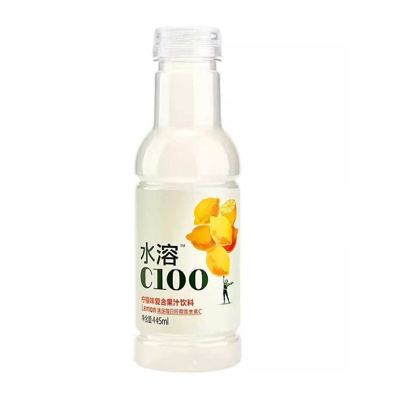 【自营】中国NONGFUSPRING农夫山泉 水溶C100 柠檬味复合果汁 445ml 果汁饮料补充维生素C