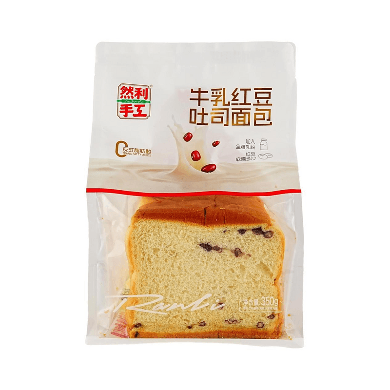 【自营】中国然利 牛乳红豆吐司面包 350g 营养早餐点心休闲零食小吃