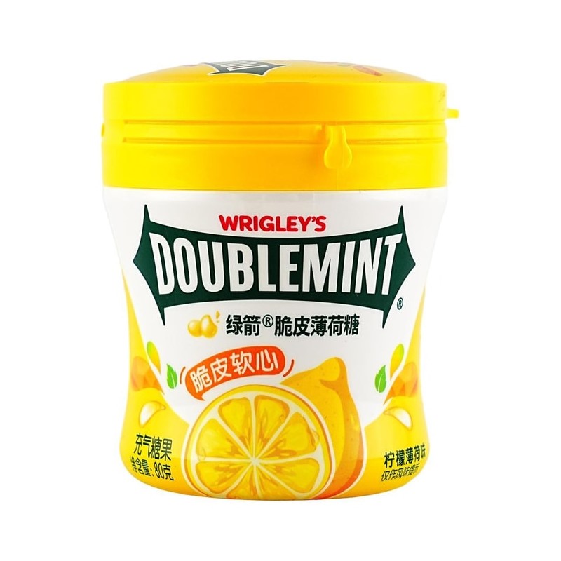 【自营】中国WRIGLEY’S DOUBLEMINT绿箭 脆皮软心薄荷糖 柠檬薄荷味 80g 口气清新接吻清嘴含片清凉糖果零食