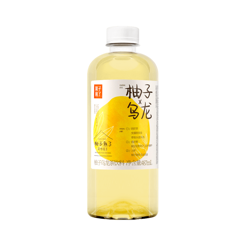 【自营】中国果子熟了 柚子乌龙茶饮料 487ml 真实果汁添加乌龙茶果汁茶饮品饮料