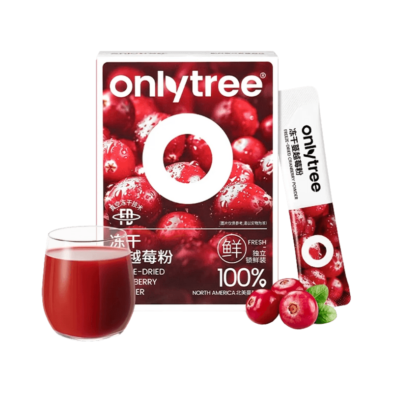 【自营】中国ONLYTREE 冻干蔓越莓粉 30g*10条/盒 高浓缩无添加蔗糖果蔬粉