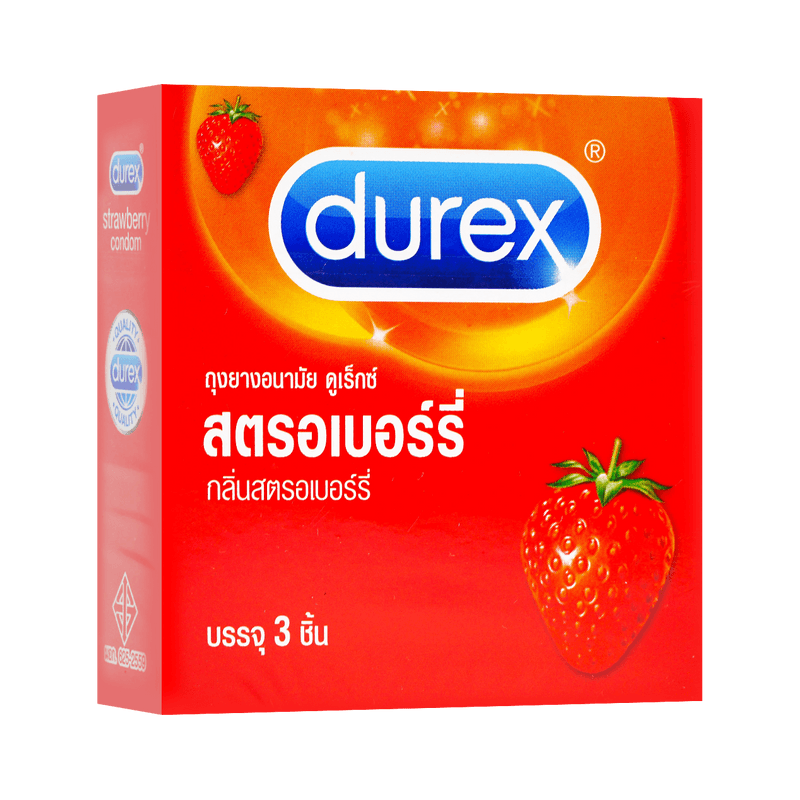 【自营】中国Durex杜蕾斯 限定款安全套避孕套 草莓味 3枚入 泰国版 成人用品 超薄顺滑持久防漏避孕套