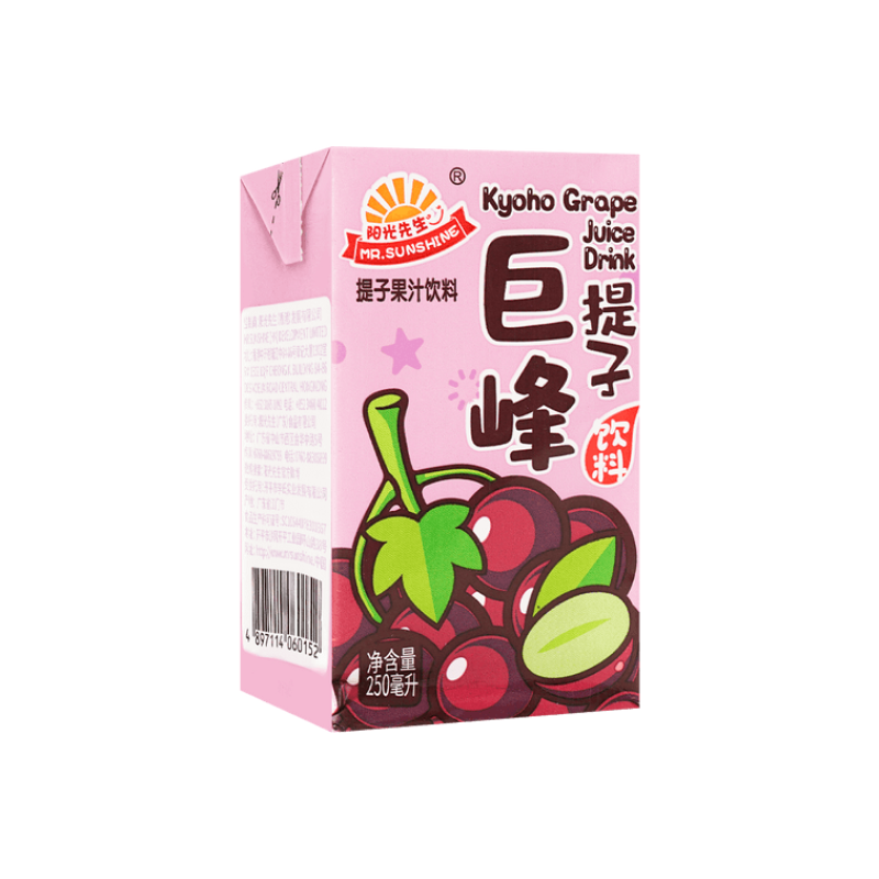 【自营】中国MR.SUNSHINE阳光先生 巨峰提子汁饮料 250ml 网红水果果汁饮料夏天解暑好物