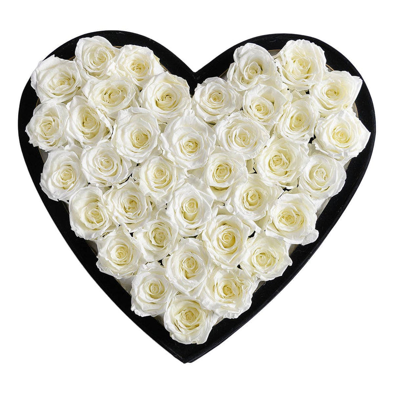 【自营】美国Rose Forever 36朵永生白玫瑰 永生花 丝绒心形礼盒