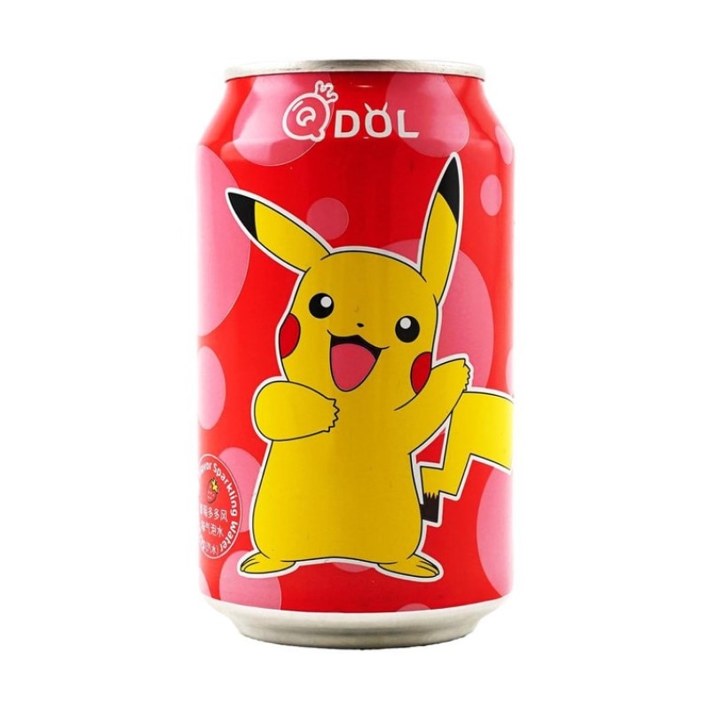 【自营】中国台湾QDOL 宝可梦系列气泡水 汽水饮料 草莓味 330ml 皮卡丘形象